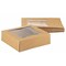 Kraft Paperboard Popup Window Box - Pack of 10 Brown Pop-Up Window Box, Pastry &#x26; Cake Bakery Boxes with Plastic Window, 8 x 8 x 2.5 Inches